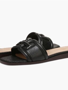 NWOT!! Sam Edelman Black Leather Slide Sandals